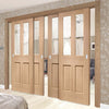 Bespoke Thruslide Malton Oak Glazed - 4 Sliding Doors and Frame Kit