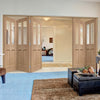 Bespoke Thrufold Malton Oak Glazed Folding 3+2 Door - No Raised Mouldings