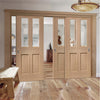 Bespoke Thruslide Malton Oak Glazed - 3 Sliding Doors and Frame Kit - Prefinished