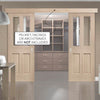 Double Sliding Door & Wall Track - Malton Oak Doors - Bevelled Clear Glass - Prefinished