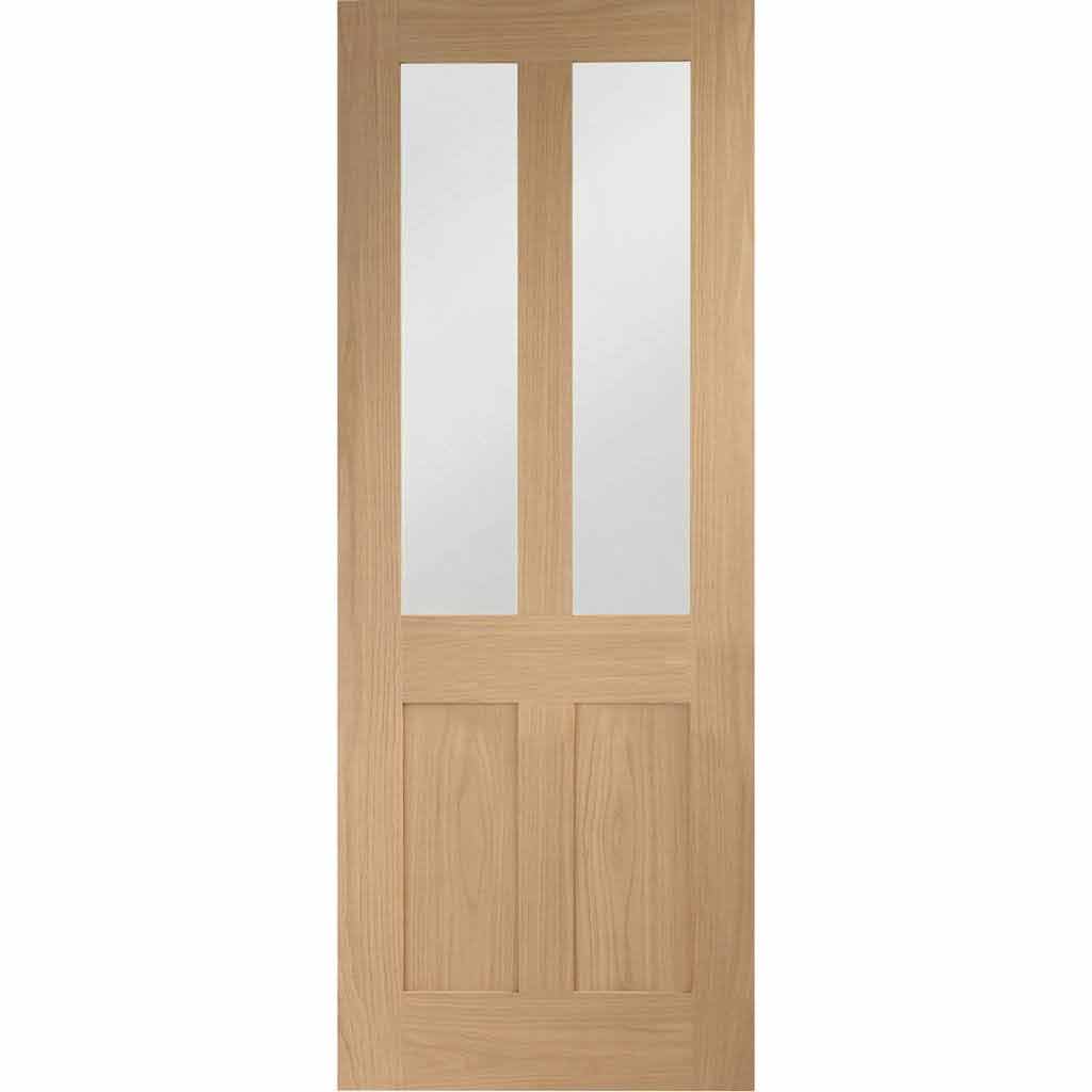 Malton Oak Shaker Absolute Evokit Pocket Door Clear Glass