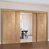 Bespoke Thruslide Messina Oak Flush - 4 Sliding Doors and Frame Kit - Prefinished