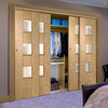 Bespoke Thruslide Messina Oak Glazed 4 Door Wardrobe and Frame Kit