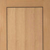 Double Sliding Door & Wall Track - Clementine Flush Oak Doors - Walnut Inlays - Prefinished