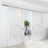 Double Sliding Door & Wall Track - Montpellier 3 Panel Doors - White Primed