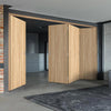 Four Folding Doors & Frame Kit - Montreal Oak Flush Internal 3+1 - Prefinished