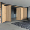 Five Folding Doors & Frame Kit - Montreal Oak Flush Internal 3+2 - Prefinished