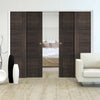 Montreal Dark Grey Ash Staffetta Quad Telescopic Pocket Doors - Prefinished