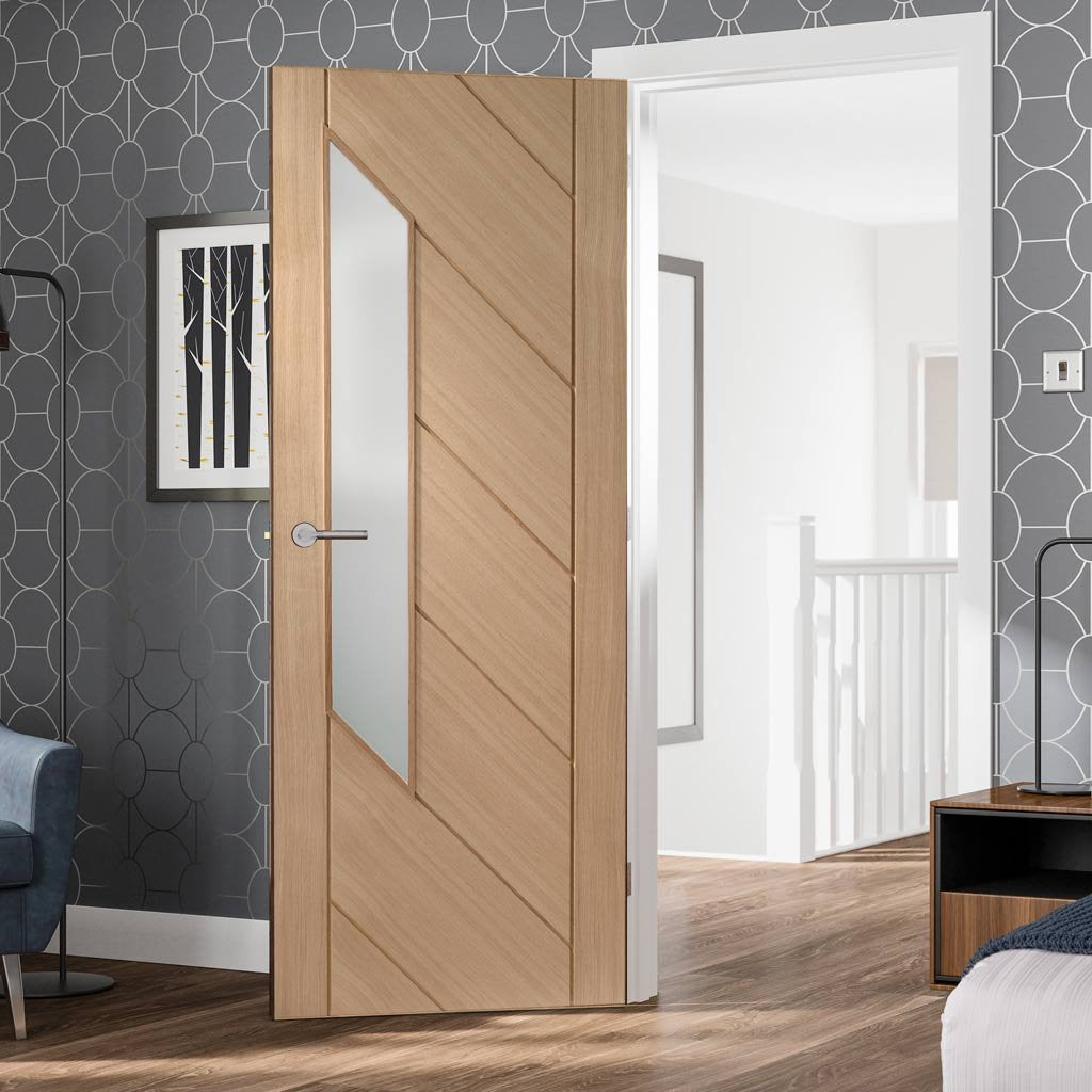 Oak veneer glazed interior door design from XL Joinery UK