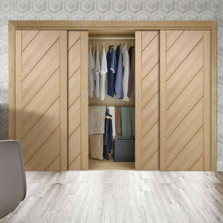 Image: Bespoke Thruslide Monza Oak 4 Door Wardrobe and Frame Kit