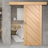 Single Sliding Door & Wall Track - Monza Oak Door - Unfinished