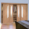 Bespoke Thruslide Monza Oak Glazed 4 Door Wardrobe and Frame Kit