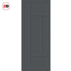 Top Mounted Black Sliding Track & Solid Wood Door - Eco-Urban® Morningside 5 Panel Solid Wood Door DD6437 - Stormy Grey Premium Primed