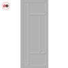 Top Mounted Black Sliding Track & Solid Wood Door - Eco-Urban® Morningside 5 Panel Solid Wood Door DD6437 - Mist Grey Premium Primed