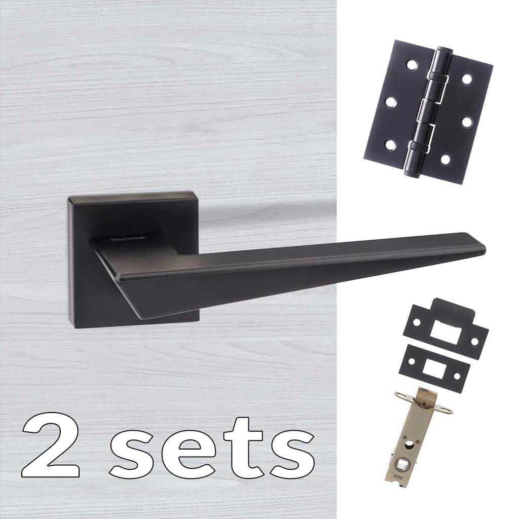 Two Pack Forme Naxos Designer Lever on Minimal Square Rose - Matt Black