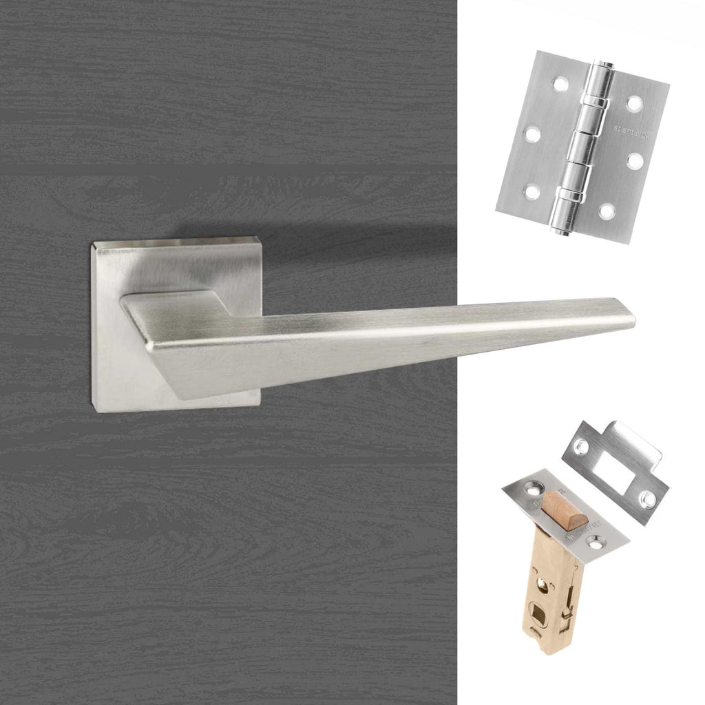 Forme Naxos Designer Lever on Minimal Square Rose - Satin Chrome Handle Pack