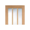 Double Sliding Door & Wall Track - Coventry Contemporary Oak Doors - Clear Glass