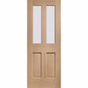 Double Sliding Door & Wall Track - Malton Oak Doors - Bevelled Clear Glass - Prefinished