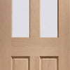 Double Sliding Door & Wall Track - Malton Oak Doors - Bevelled Clear Glass - Prefinished