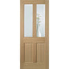 Double Sliding Door & Track - Richmond White Oak Doors - No Raised Mouldings - Bevelled Clear Glass - Unfinished