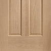 Malton Oak Double Evokit Pocket Door Detail - No Raised Moulding - Bevelled Clear Glass - Prefinished