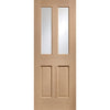 Malton Oak Double Evokit Pocket Door Detail - No Raised Moulding - Bevelled Clear Glass - Prefinished