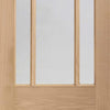 Double Sliding Door & Wall Track - Worcester Oak 3 Pane Doors - Clear Glass - Unfinished