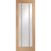 Sirius Tubular Stainless Steel Sliding Track & Worcester Oak 3 Pane Double Door - Clear Glass - Unfinished