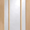 Double Sliding Door & Track - Worcester Oak 3 Pane Doors - Clear Glass - Prefinished