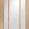 Double Sliding Door & Wall Track - Worcester Oak 3 Pane Doors - Clear Glass - Unfinished