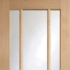 Double Sliding Door & Track - Worcester Oak 3 Pane Doors - Clear Glass - Prefinished