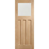 Five Folding Doors & Frame Kit - 1930's Oak Solid 3+2 - Frosted Glass - Unfinished