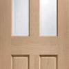 Four Folding Doors & Frame Kit - Malton Oak 2+2 - No Raised Mouldings - Bevelled Clear Glass - Prefinished