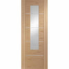 Portici Oak Flush Absolute Evokit Pocket Door - Aluminium Inlay & Clear Glass - Prefinished