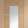 Portici Oak Flush Absolute Evokit Pocket Door Detail - Aluminium Inlay & Clear Glass - Prefinished