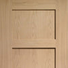 Double Sliding Door & Track - 4 Panel Shaker Oak Solid Doors - Unfinished