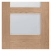 Single Sliding Door & Wall Track - Shaker Oak 4 Pane Door - Clear Glass - Unfinished