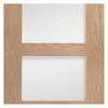 Double Sliding Door & Wall Track - Shaker Oak 4 Pane Doors - Clear Glass - Unfinished