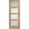 Single Sliding Door & Wall Track - Shaker Oak 4 Pane Door - Clear Glass - Unfinished