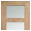 Double Sliding Door & Track - Shaker Oak 4 Pane Doors - Clear Glass - Prefinished