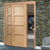 Pass-Easi Two Sliding Doors and Frame Kit - Shaker Oak 4 Panel Door - Prefinished