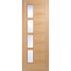 Double Sliding Door & Wall Track - Vancouver 4 Pane Oak Doors - Clear Glazed Offset - Prefinished