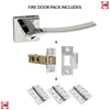 Olimpia Forme Designer Fire Lever on Minimal Square Rose - Polished Chrome Handle Pack