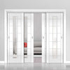 Bespoke Thruslide Palermo 1L Glazed - 4 Sliding Doors and Frame Kit - White Primed