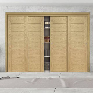 Image: Four Sliding Maximal Wardrobe Doors & Frame Kit - Palermo Essential Oak Door - Unfinished