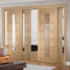 Bespoke Thruslide Palermo Oak 1 Pane Glazed - 4 Sliding Doors and Frame Kit