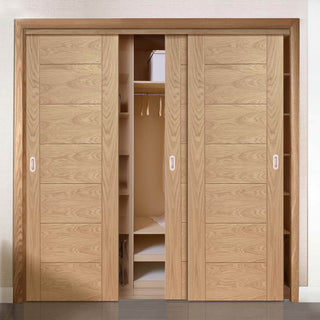 Image: Three Sliding Wardrobe Doors & Frame Kit - Palermo Oak Door - Prefinished