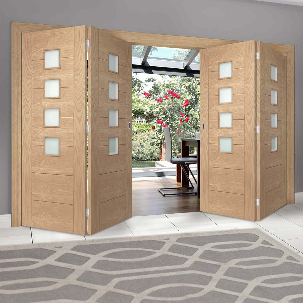 Bespoke Thrufold Palermo Oak Glazed Folding 2+2 Door - Prefinished