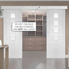 Double Sliding Door & Wall Track - Palermo Doors - Obscure Glass - White Primed