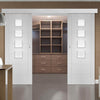 Double Sliding Door & Wall Track - Palermo Doors - Obscure Glass - White Primed